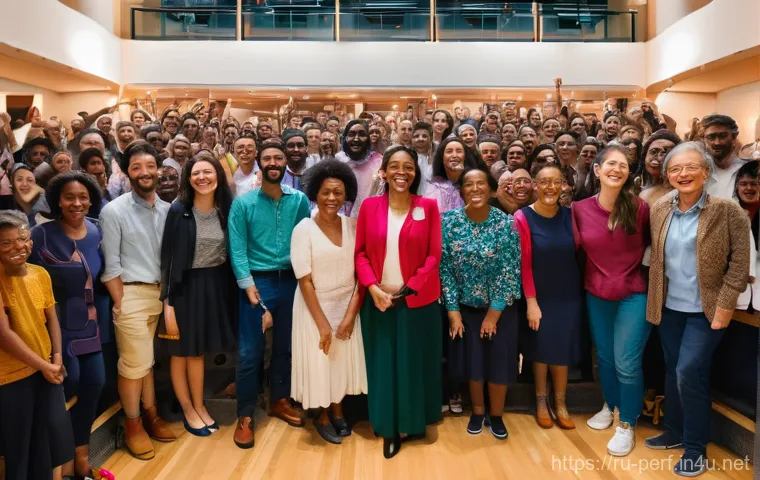 공연예술과 크라우드펀딩 - **Image Prompt: Community-Funded Theater Premiere**
    "A vibrant, wide-angle shot of a theater lob...
